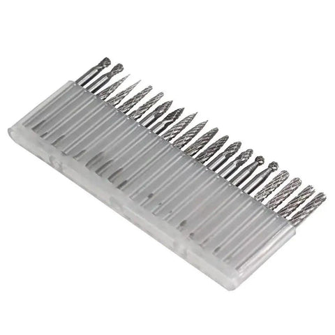 20Pc Solid Carbide Burr Set 0 118 Inch Shank 3mm Tungsten Carbide Rotary Files Burrs With 3mm Cutting Head Diameter Fits Most Rotary Tools