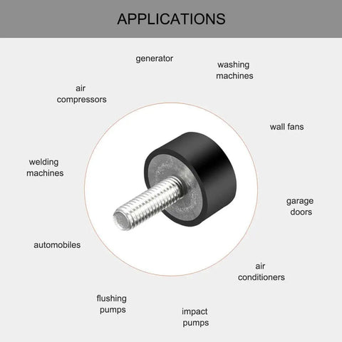 M6 Threaded Rubber Mounts Vibration Isolators Cylindrical Shock Absorbers With Studs 20mm By 10mm for machinery applications