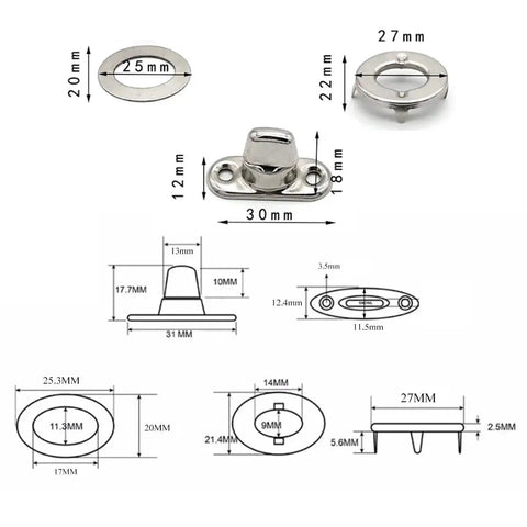 Dimensions of Heavy Duty Marine Grade Twist Lock Fasteners For Boats And RVs Canvas Snaps With Screws Stainless Steel Detail