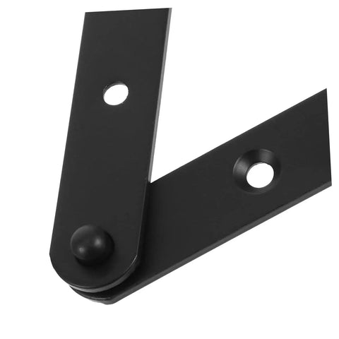 Close-up of a sleek, black metal hinge showing two screw holes, part of a 4 Pack Stainless Steel Concealed Hinges For Doors And Windows Hidden Cabinet Hinges With High Load Capacity Durable Metal Brackets For Outdoor Use Easy Installation Sleek Flush Mount Built To Last And Boost Security For Cabinets Doors And Frames