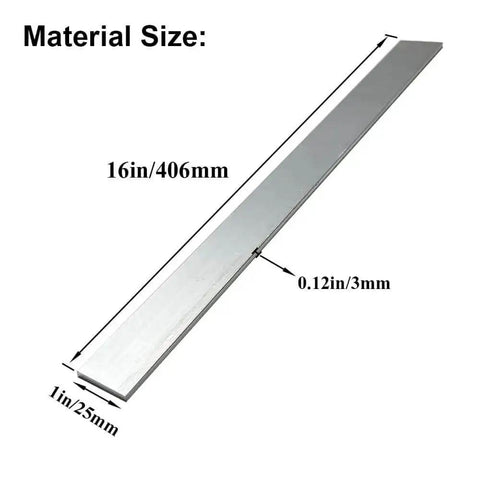 Two Pack 1/8 Inch Thick Aluminum Flat Bar 1 Inch Wide 16 Inch Long And 3mm X 25mm X 406mm Aluminum Flat Plate, dimensions labeled