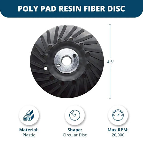 Heavy Duty Four Point Five Inch Sanding Backing Pad For Angle Grinders With Seven Eighths Arbor Resin Fiber Disc Polishing Pad