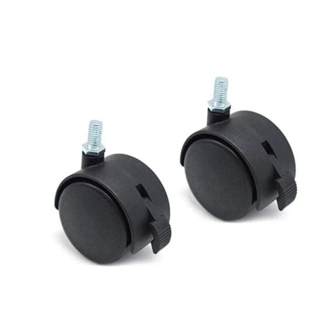 Close-up of 4 Pieces M8 Swivel Stem Caster Wheels With Locking Brakes Nylon Replacement Caster For Furniture Wheel Diameter 39mm