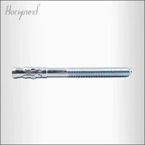 Side view of Three Eighths Inch By Three Inch Wedge Anchor For Concrete And Cement Only Zinc Plated Carbon Steel Heavy Duty Expansion Bolt