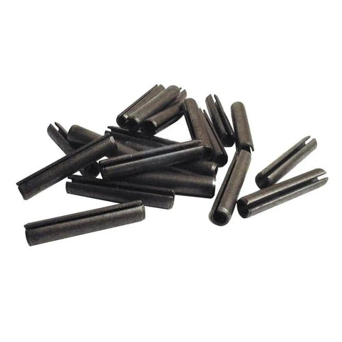 Pile of Roll Pin 1/2 Inch By 3-1/2 Inch Heavy Duty Steel Retaining Pins for Automotive and Machinery on white background.