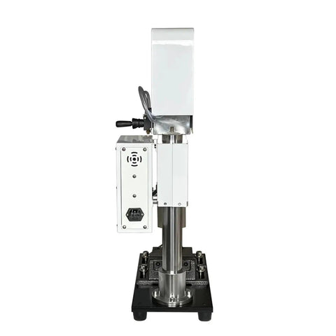 Side view of Compact 30g Vertical Injection Molding Machine for Lab Use, 220V Pneumatic Plastic Mold Equipment With Precise Temperature Control