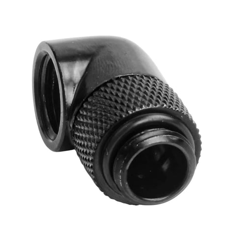 G1/4 inch 90° rotary extender fitting, black, PC water cooling side view