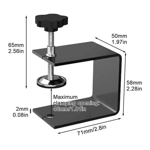 Heavy Duty Drawer Front Clamps Set Black Stainless Steel C Clamps For Woodworking Dual End Fixing Clips with measurements