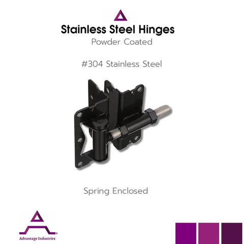 Self Closing Gate Hinge For Aluminum Gate With Heavy Duty Enclosed Spring Powder Coated Stainless Steel Horizontal Adjustable Black