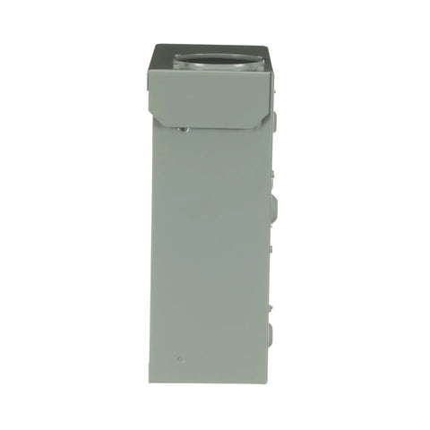 Side view of 125 Amp main lug outdoor load center single unit, 4 spaces 8 circuits, NEMA 3R galvanized steel enclosure