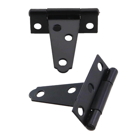 4Pcs 2 Inch Black T Shaped Iron Door Hinges With 6 Locating Screw Holes For Outdoor Use Galvanised Finish Suitable For Barn Gates Shutters Fences