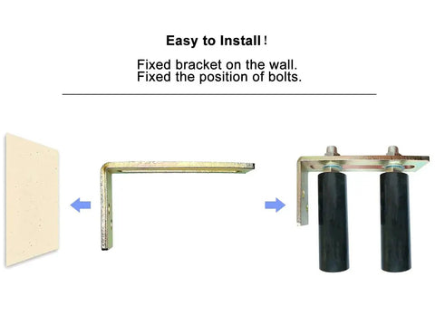 Universal Heavy Duty Slide Gate Guide Roller 6 Inch Black Rear Post Bracket with Adjustable Dual Nylon Rollers showing assembly