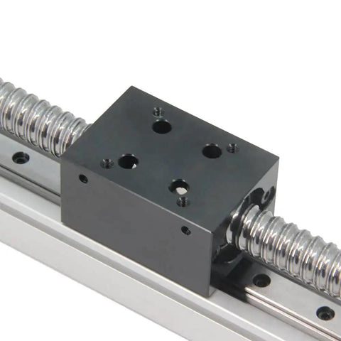 Close-up of the 200mm Linear Rail Guide System Workhorse with SFU1605 Ballscrew and Nema 17 Stepper Motor for DIY CNC Router X Y Z