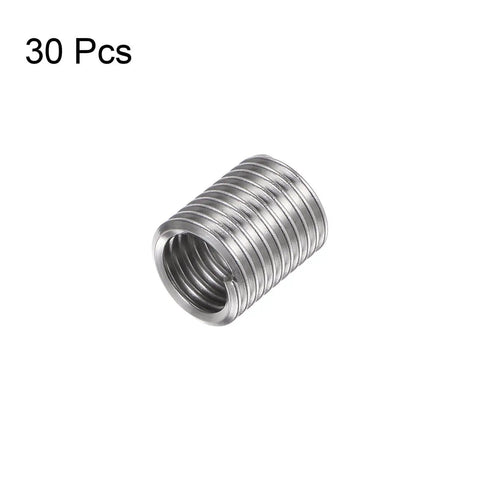 30 Pack 3/8-16 UNC Helical Wire Threaded Inserts In 304 Stainless Steel, Installed Length 19mm, close-up view of insert