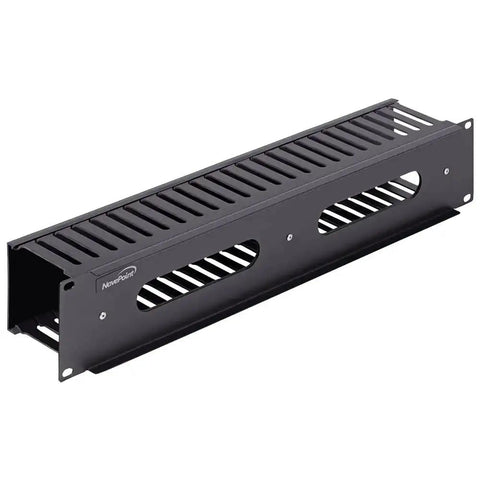2U Plastic Rack Mount Horizontal Cable Manager Duct Raceway For 19 Inch Server Rack, lightweight black plastic with slotted design