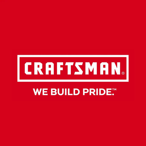 Craftsman logo on a red background with the slogan 'We Build Pride.'