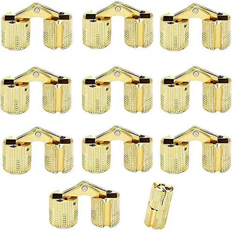 10 Pack 10mm Invisible Brass Barrel Hinges Hidden Concealed Furniture Hinges With 180 Degree Opening for DIY Jewelry Box and Cabinet Projects