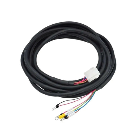 WYGRKB servo motor power cable with holding brake, black outer sheath, multi-color wires, white connector