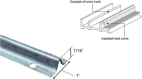 Heavy Duty Screw Down Track For Sliding Glass Doors, Stainless Steel Patio Door Track Replacement Hardware, Repair Worn Aluminum Tracks, Track Cover For Smooth Operation, 6 Ft Length, Screws Not Included illustration