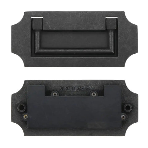 Hidden Ring Pull Drawer Handle Set 2 Pcs Zinc Alloy Flush Mount Cabinet Handles With 82mm Hole Spacing 100x45mm Black