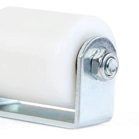 Slide Gate Guide Roller 3 Inches With UHMW Nylon Wheel And Post Welded Bracket, close-up view