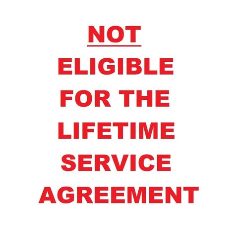 Text reading 'Not Eligible for the Lifetime Service Agreement' in red capital letters.