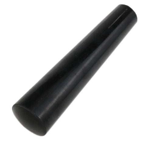 Revolving Wooden Stove Handle Three Eighths Inch Threaded Knob for Fireplace Door, black Bakelite core, side angle view