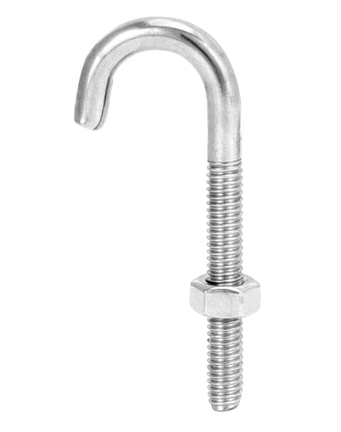 High Strength Steel J Bolt Five Sixteenth Inch Diameter By Three Inch Length With Nut Ten Pack Partial Thread Light Duty Anchor