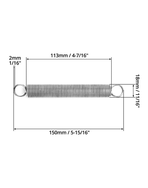 QWORK stainless steel extension spring with dual hooks, 6-inch length, 2 mm wire for tools, gates and machines.