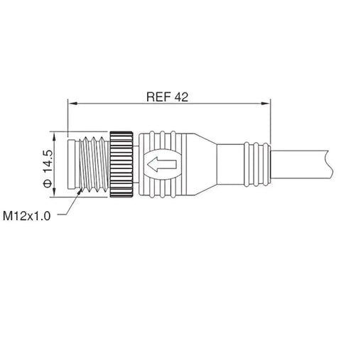 Technical diagram of NMEA 2000 15 Foot Backbone Drop And Extension Cable For Marine Networks with connector dimensions