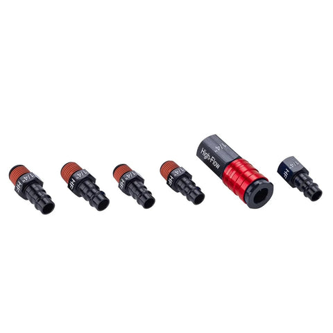 High Flow Aluminum 6 Piece Air Fittings Kit With One Quarter Inch NPT Threads For Air Tools And Compressors Large Bore