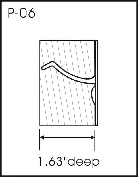 Diagram of Solid Brass Edge Pull Handle 4 Inch Satin Nickel For Pocket Doors And Sliding Doors showing 1.63-inch depth
