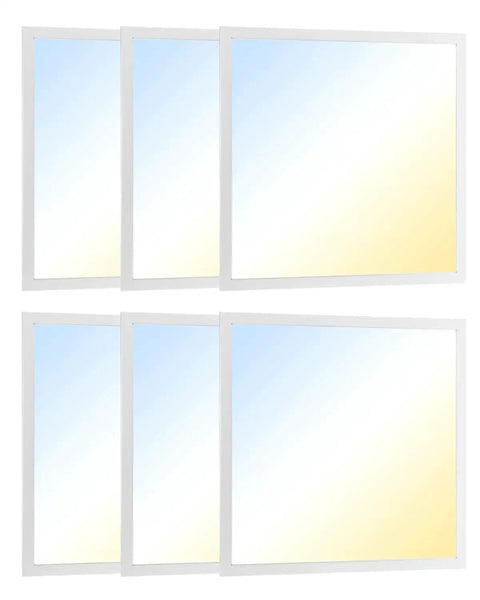 6 pack of 2x2 LED Flat Panel Light With 3CCT And Dimming, Choose 20W 30W Or 35W, No Fuss 0 To 10V Dimmable Drop Ceiling Fixture