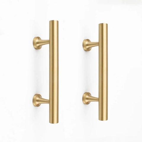 3 Inch Solid Brass Cabinet Pulls Round Bar Handles Brushed Gold 4 Pack Durable Drawer Pulls For Kitchen Cabinets And Furniture Upgrade