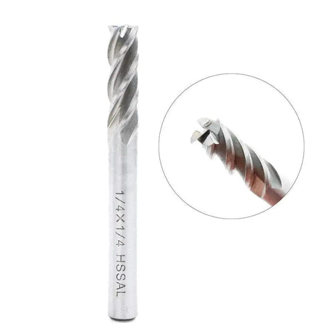 Pro Grade One Quarter Inch HSS Four Flute End Mills For Wood Aluminum And Steel Pack Of Two CNC Milling Bits close-up view
