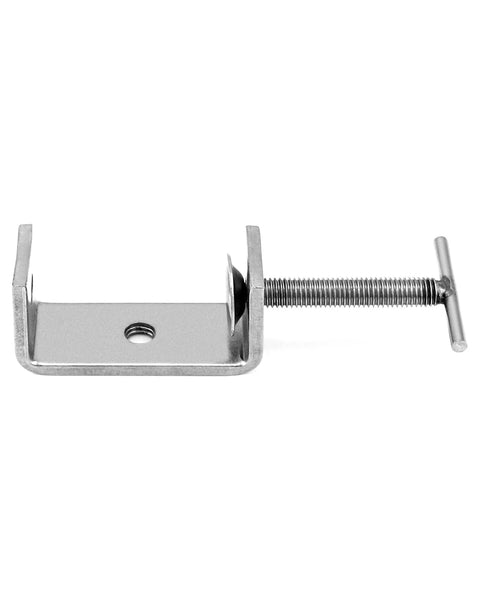 QWORK 304 stainless steel C-clamp, Tiger Clamp style, hand-twist screw, silver, 2-pack