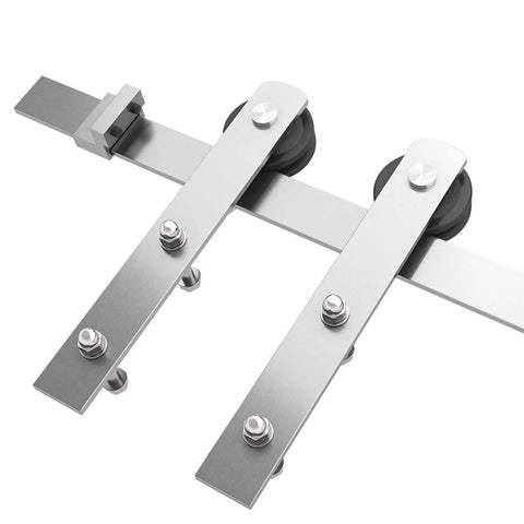 Six Feet Brushed Nickel Sliding Barn Door Hardware Kit For 36 Inch Door With Smooth Quiet Track System Sturdy Construction