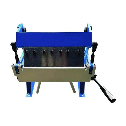 Front view of a 12 Inch Pan And Box Brake For Sheet Metal, Bends Up To 20 Gauge Mild Steel, 9 Inch Working Height with removable fingers.