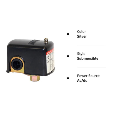 Merrill MPS4060 water well pressure control switch, submersible, brass fittings, 1/4 inch NPT, 40-60 psi