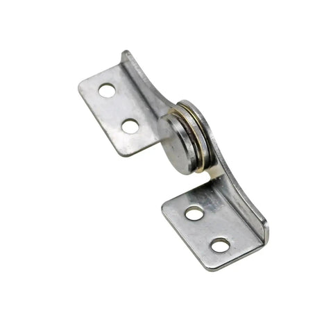Side view: rotary shaft hinge in 304 stainless steel with two-hole mounting plates.