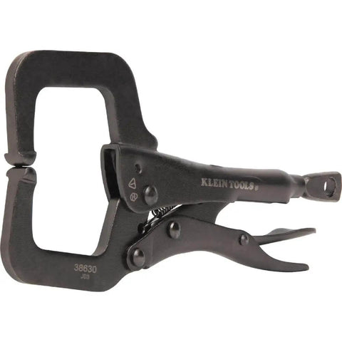 6 Inch C Clamp Locking Pliers With Standard Jaws And Intuitive Thumb Knob For Home Shop And Woodworking Projects, black finish.