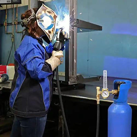 Welder using Argon Regulator For Welding With 6.6Ft Hose And CGA580 Fitting, Flow Meter Gas Regulator Gauge for Argon CO2 MIG TIG