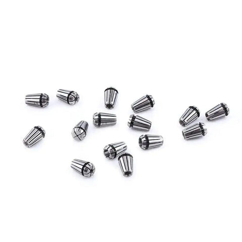 15-piece ER11 collet set for CNC milling and lathe tools, pro grade, precision ground, heat-treated, range 1mm to 1/8 inch, engraving accessories