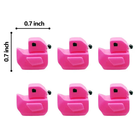 6 pink flamingo-shaped decorative toppers, 0.7 inch size, for Flamingo Magnetic Door Hinge Heads Set 6 Fun Miniature Decorative Toppers for Doors and Metal Surfaces Quirky Cottage Style Home Decor That Adds Playful Personality, arranged in grid format.