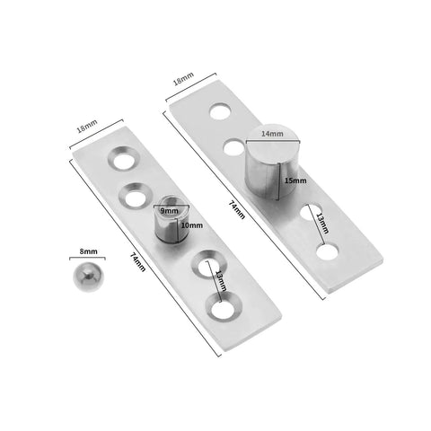 Eight Piece 360 Degree Door Pivot Hinge Set With Fixing Screws Stainless Steel Center Pivot Hinges For Swinging Doors
