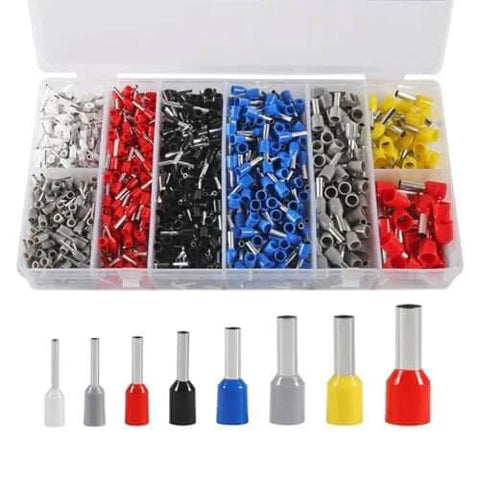 1250 Pieces Assorted Wire Ferrules and Insulated Copper Crimp Connectors Kit AWG 22 to 10 in organized box
