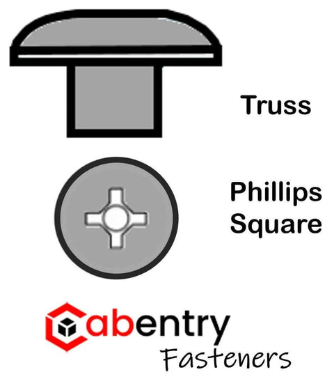 Illustration of Heavy Duty Wood Screws For Cabinets And Furniture, Truss Head Phillips Square Drive, highlighting screw head type.