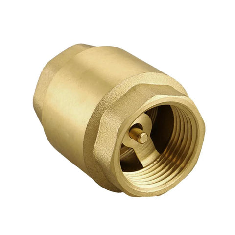 Brass 3/4 inch NPT female inline spring check valve, one-way water backflow preventer, pack of 2