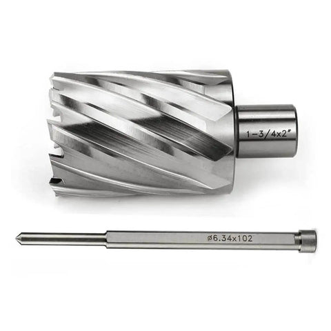 Annular Cutter 1-3/4 Inch Cutting Diameter, 2 Inch Depth Of Cut, 3/4 Inch Weldon Shank With 2 Flat, Pilot Pin, HSS Drill Bit
