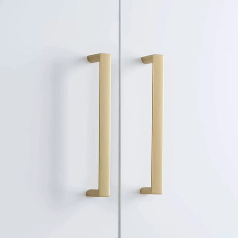 Ten Pack Five Inch Champagne Bronze Cabinet Pulls For Kitchen Cabinets zinc alloy drawer handles installed on white cabinet doors